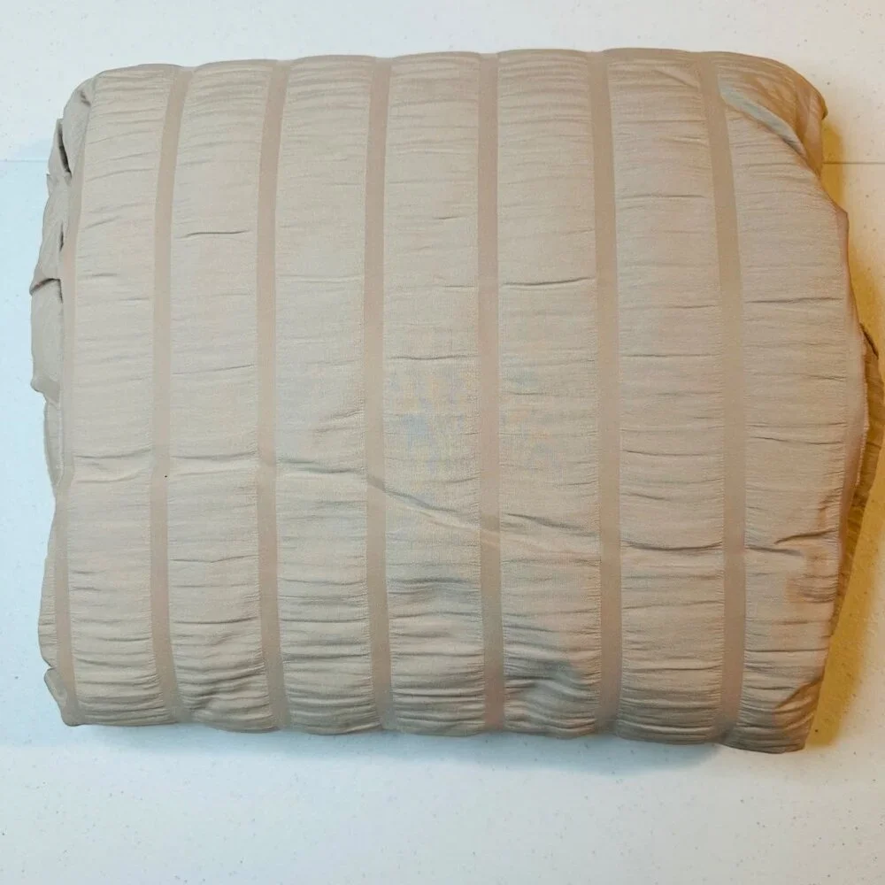 King Size Duvet Cover Microfiber Beige Khaki Lightweight Seersucker Bedding Set